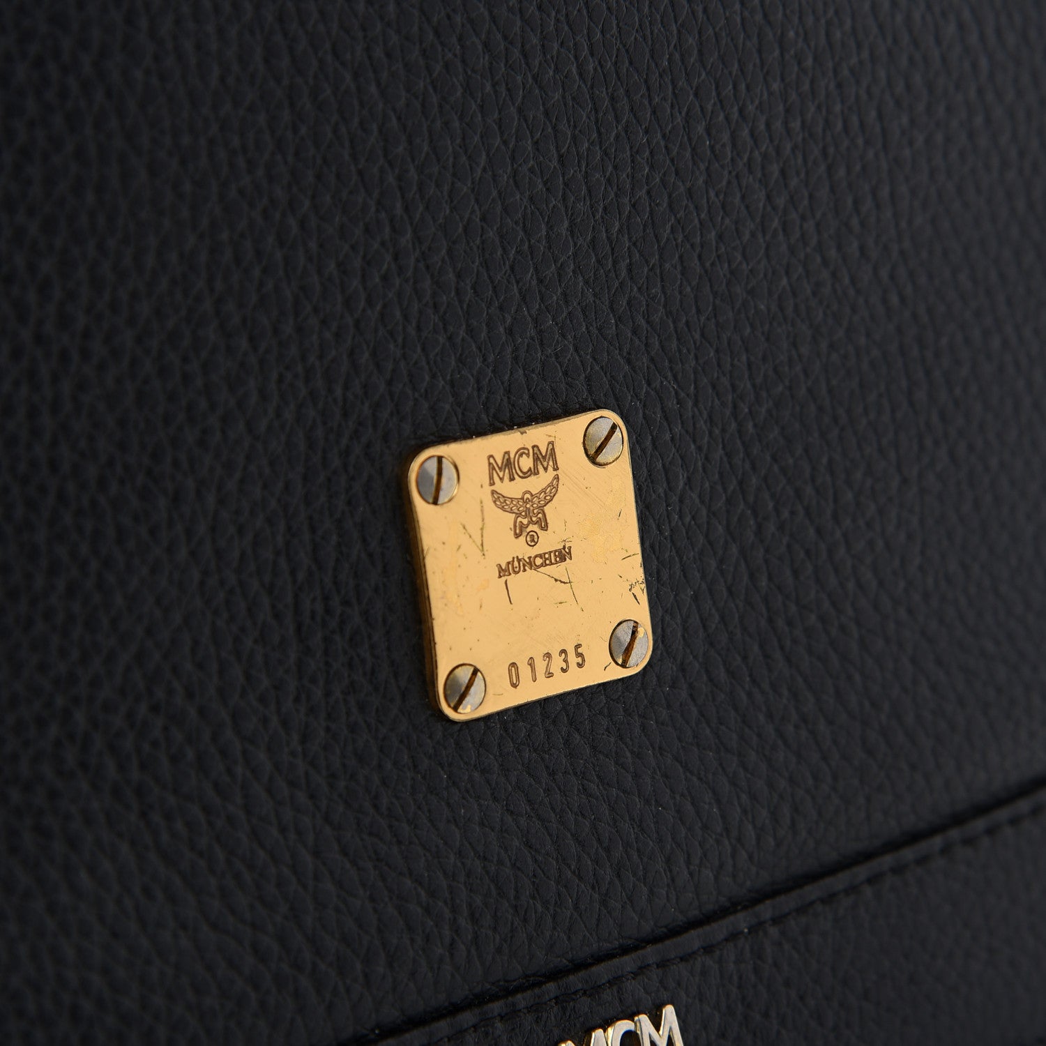 MCM Grained Calfskin Studded Crossbody Bag Black 7 of 11