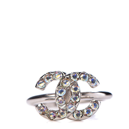 Chanel Crystal CC Ring 7 Iridescent Silver 1 of 6