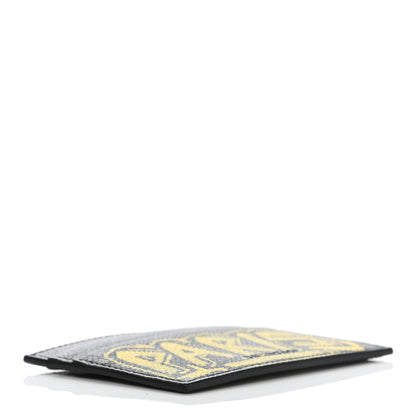 Balenciaga Signature Grained Calfskin Graffiti Ville Multi Card Holder Black Yellow 4 of 6