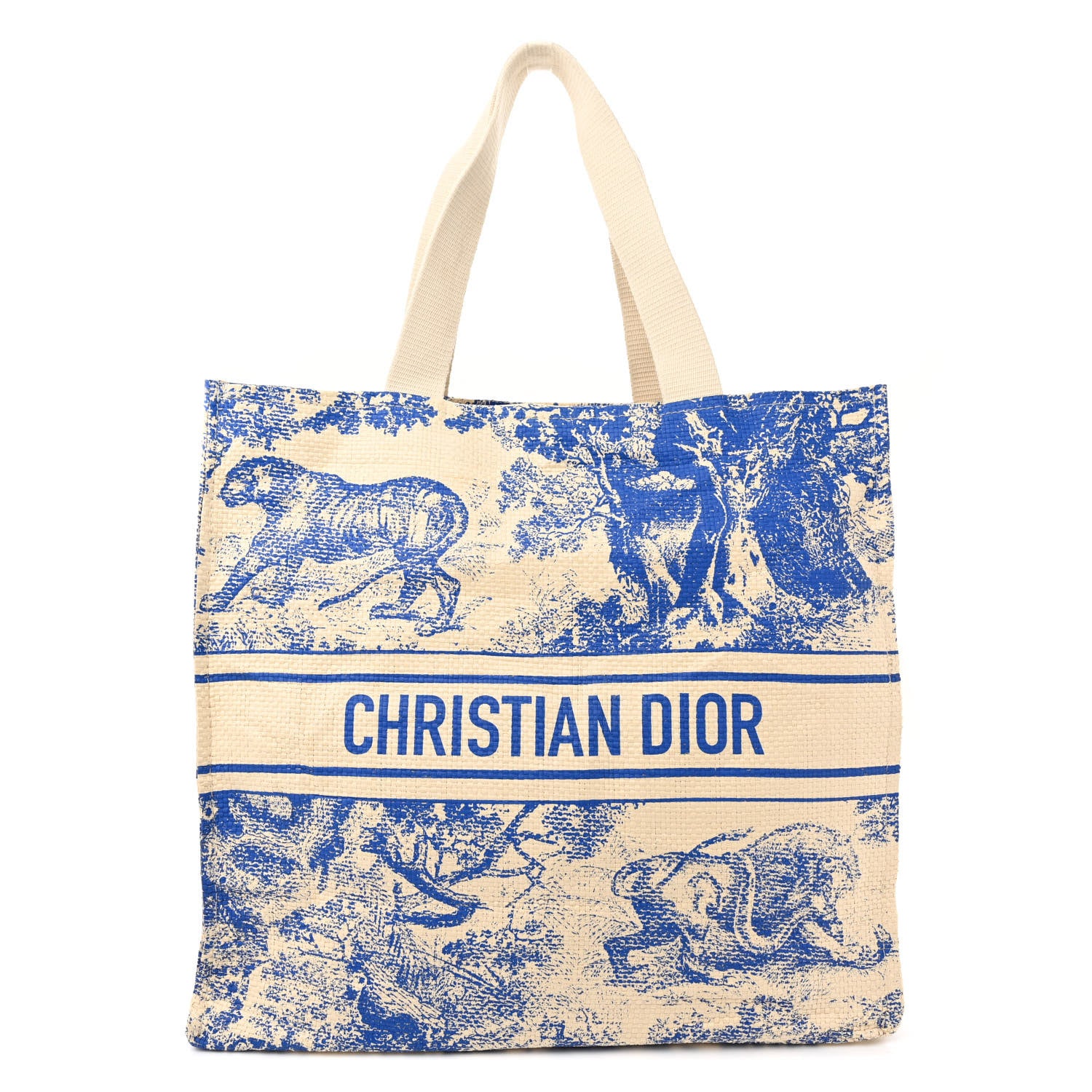Christian Dior Straw Dioriviera Tote Blue 1 of 11