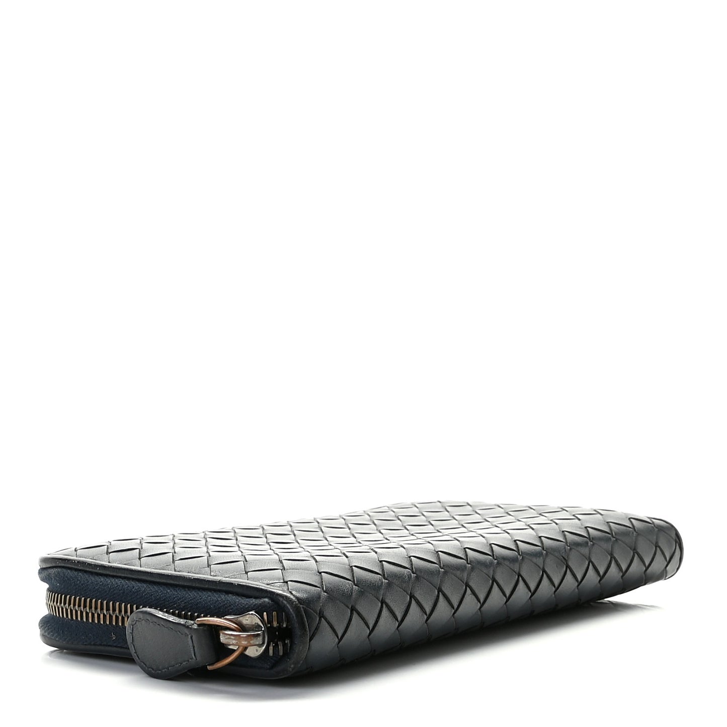 Nappa Intrecciato Zip Around Wallet Denim