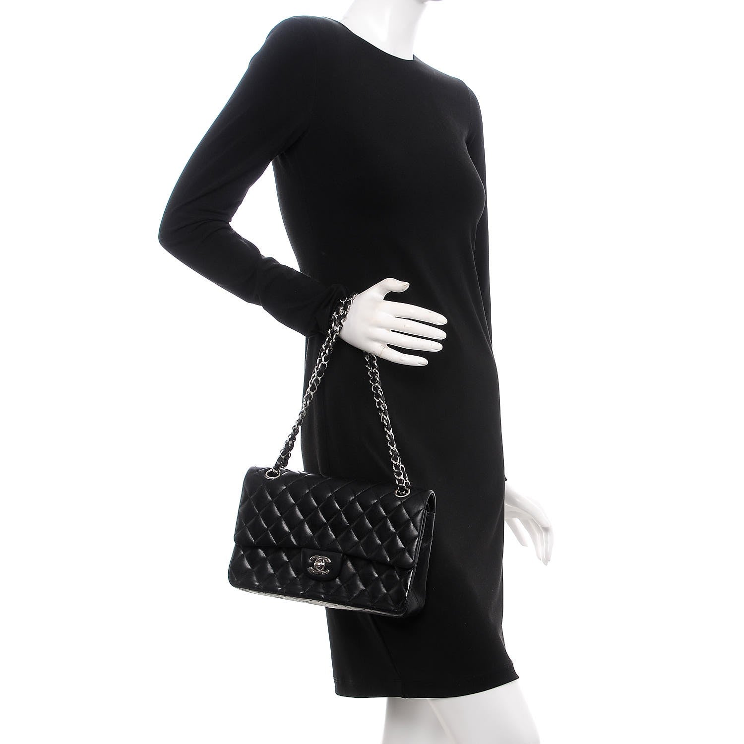 Chanel Lambskin Quilted Medium Double Flap Black 2 of 14