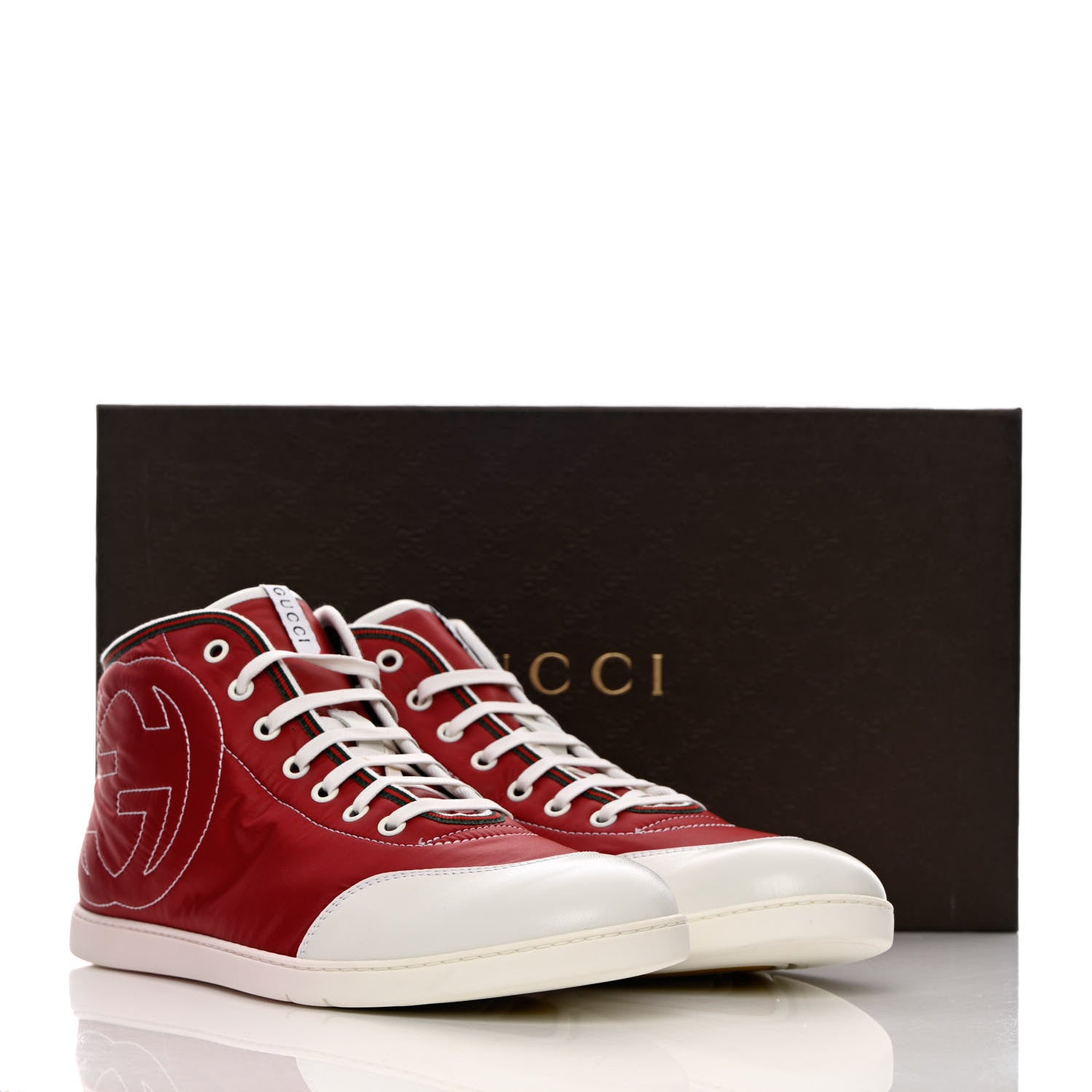 Gucci Nylon Calfskin Mens High Top Sneakers 8.5 Cerise 11 of 11