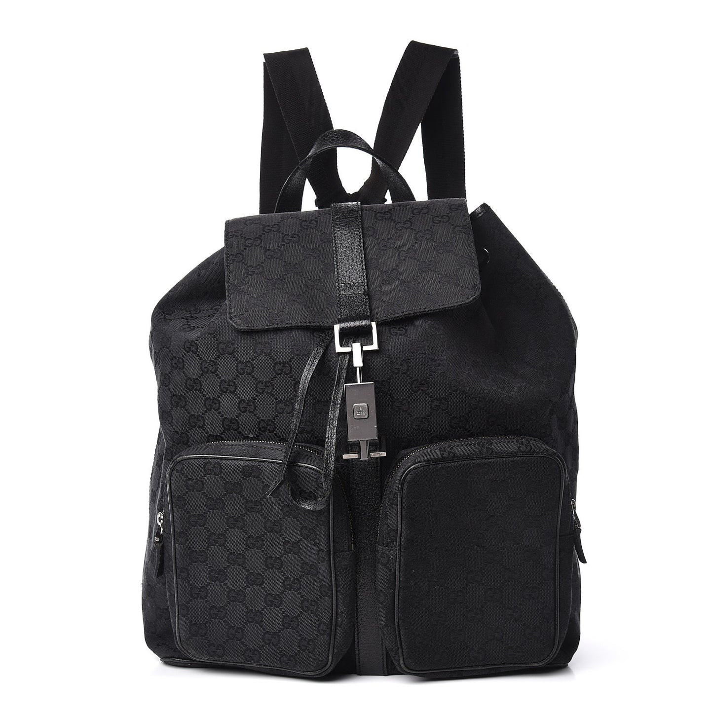 GG Monogram Single Buckle Backpack Black