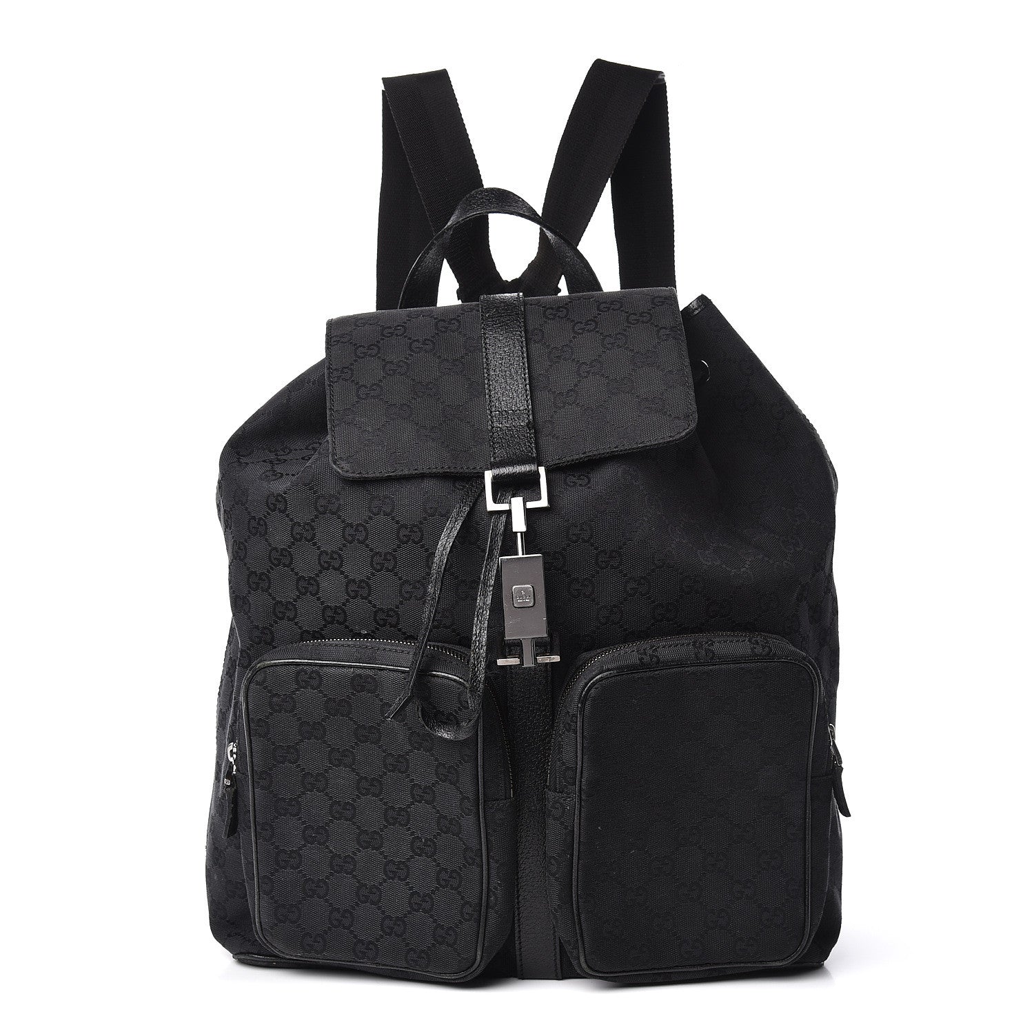 Gucci GG Monogram Single Buckle Backpack Black 1 of 18