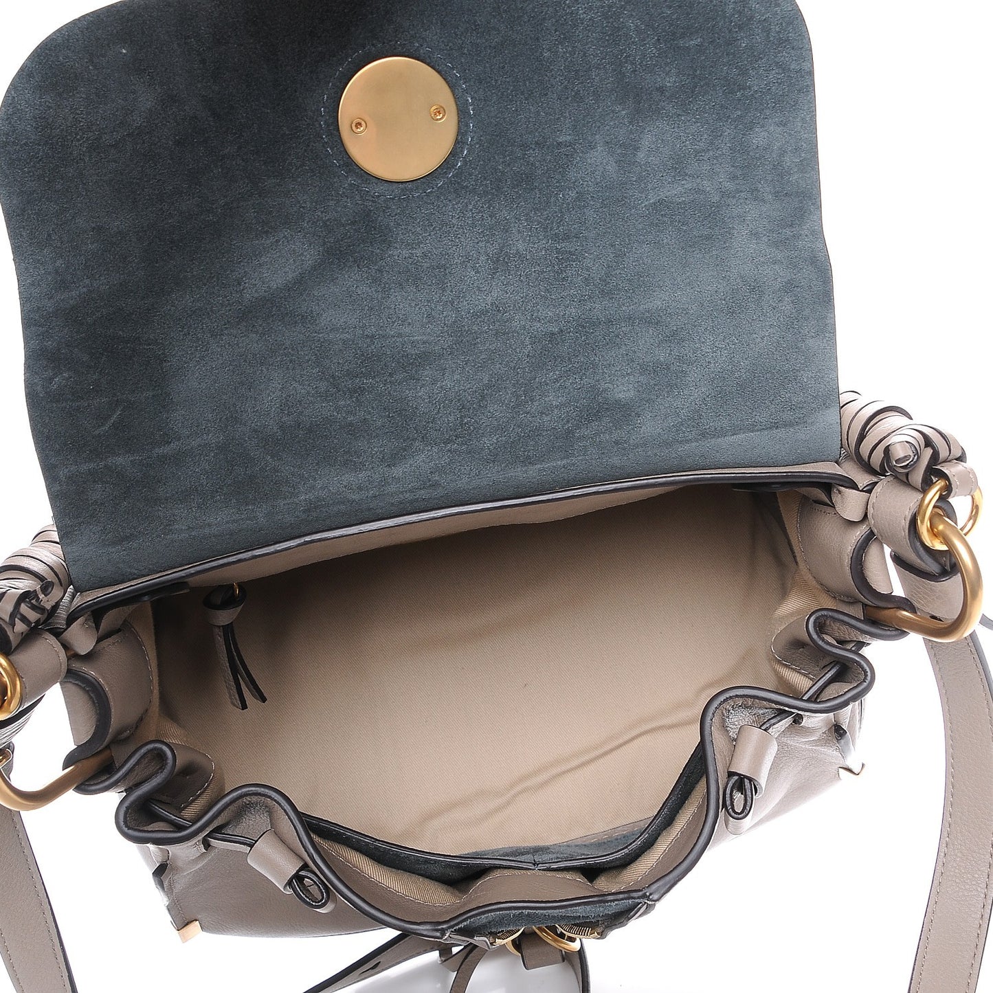 Calfskin Small Owen Flap Bag Motty Grey