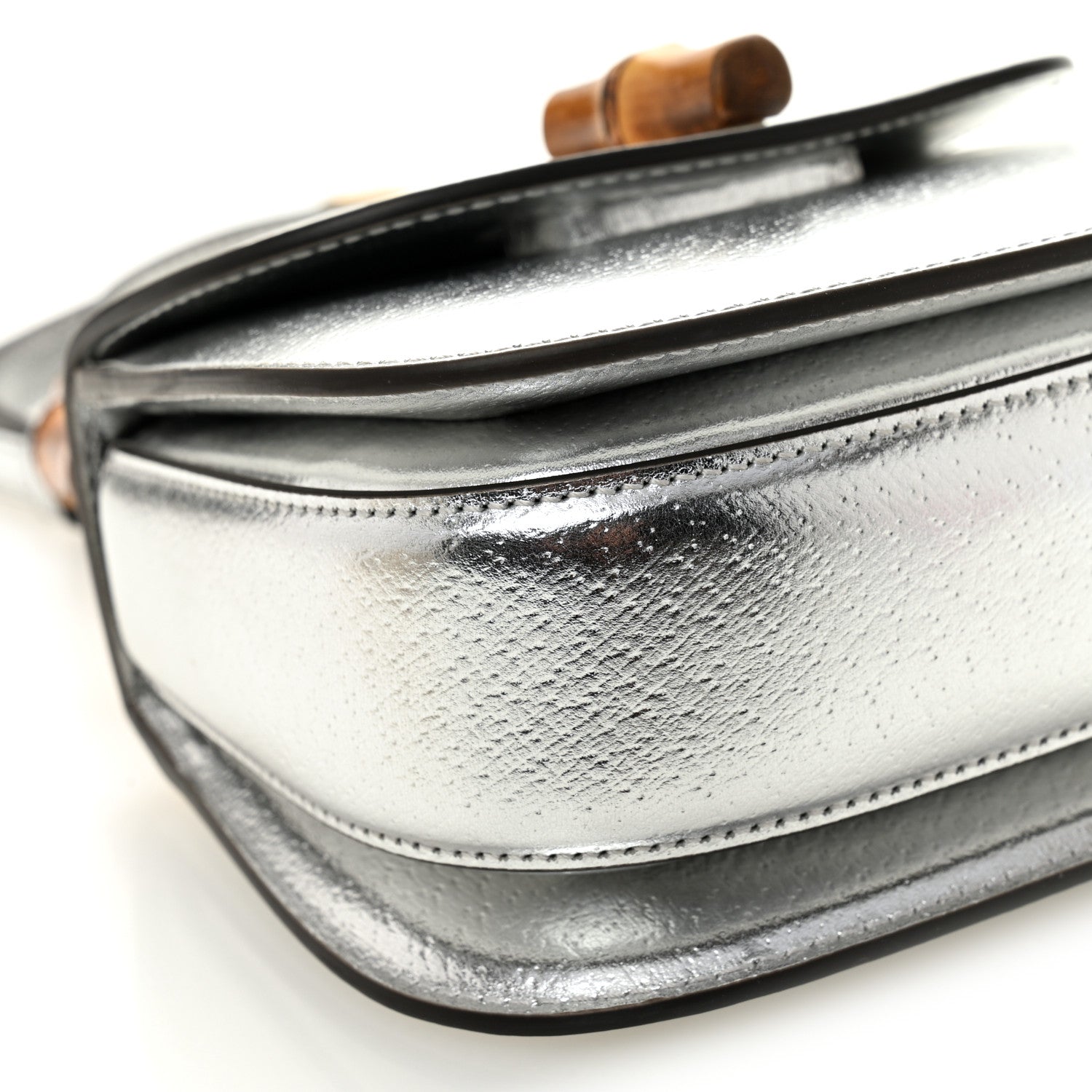 Gucci Boarded Dyana Lux Calfskin Mini Bamboo 1947 Top Handle Bag Silver 8 of 9