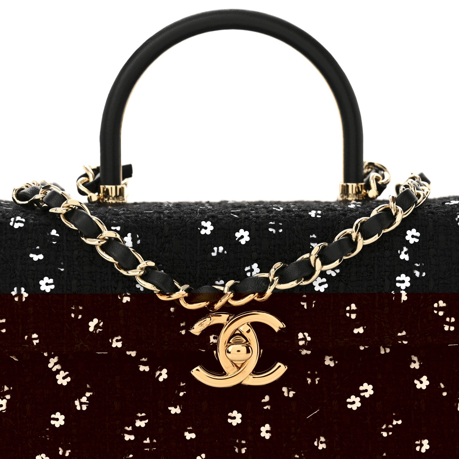 Chanel Tweed Sequin Quilted Top Handle Box Bag Black 8 of 11