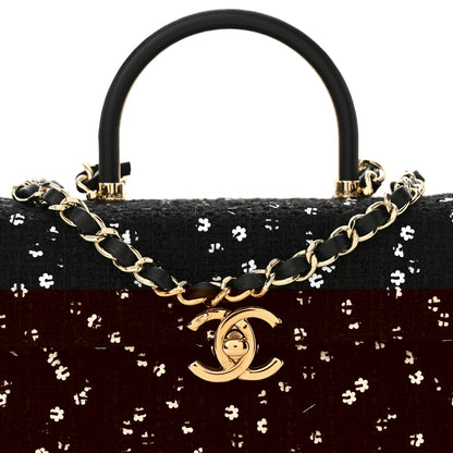 Chanel Tweed Sequin Quilted Top Handle Box Bag Black 8 of 11