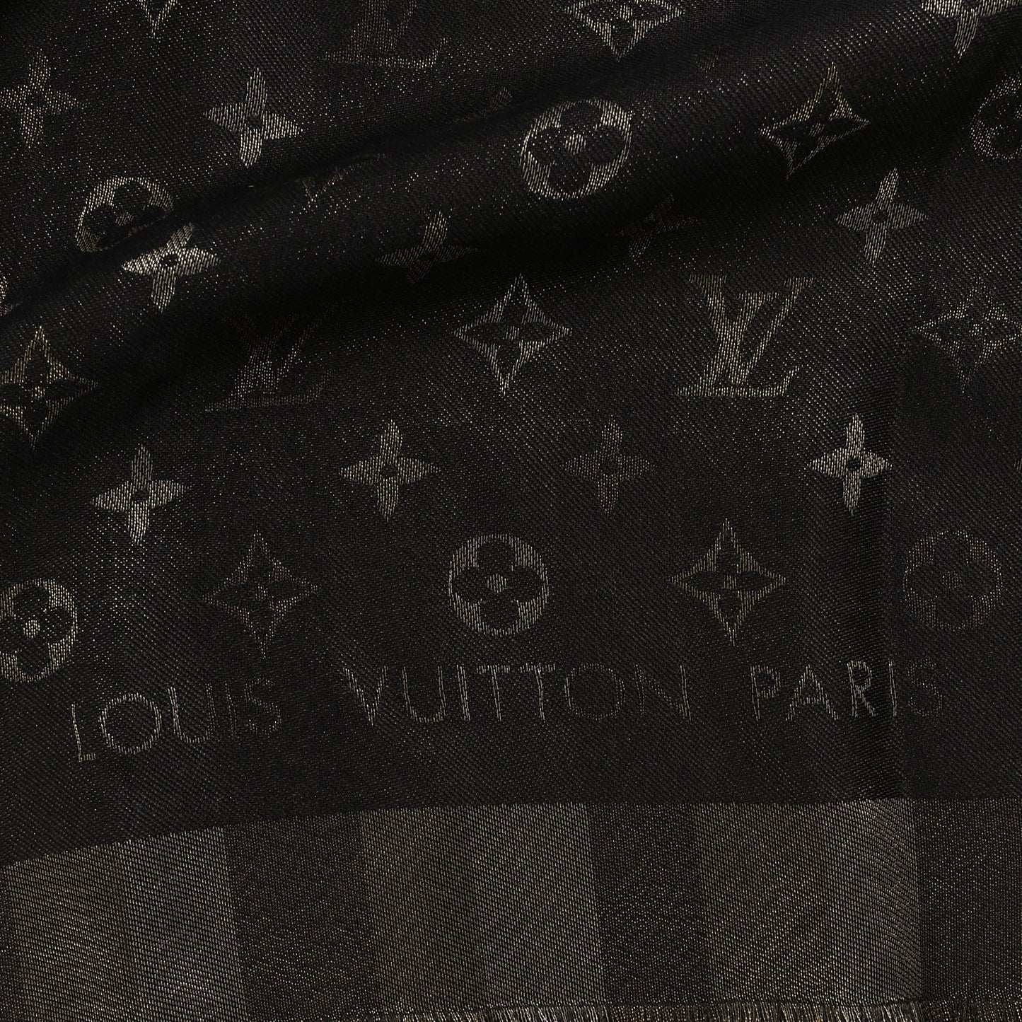 Silk Lurex Wool So Shine Monogram Shawl Black