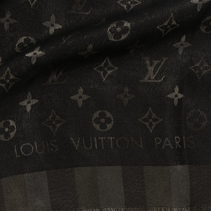 Louis Vuitton Silk Lurex Wool So Shine Monogram Shawl Black 2 of 3