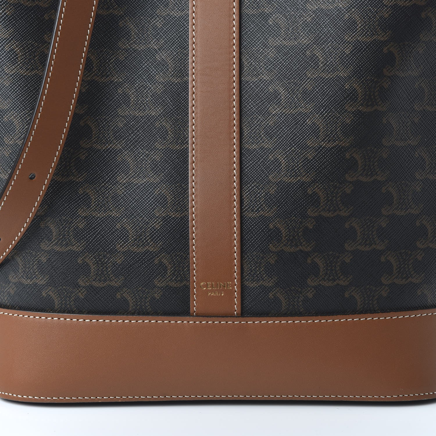 Celine Triomphe Canvas Calfskin Medium Bucket Bag Tan 9 of 9