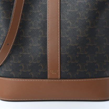 Celine Triomphe Canvas Calfskin Medium Bucket Bag Tan 9 of 9