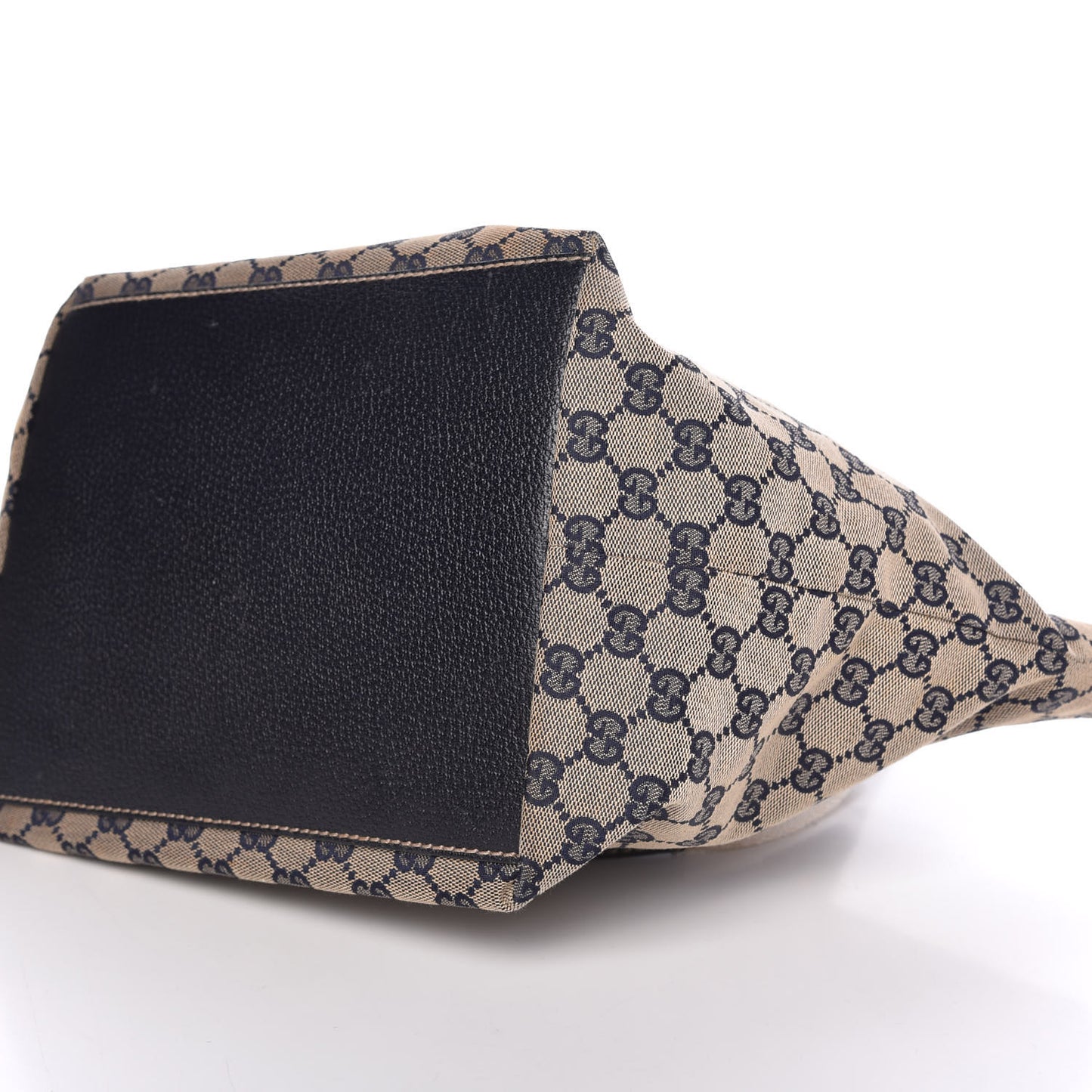 GG Monogram Medium Web Handle Bucket Tote Navy Blue