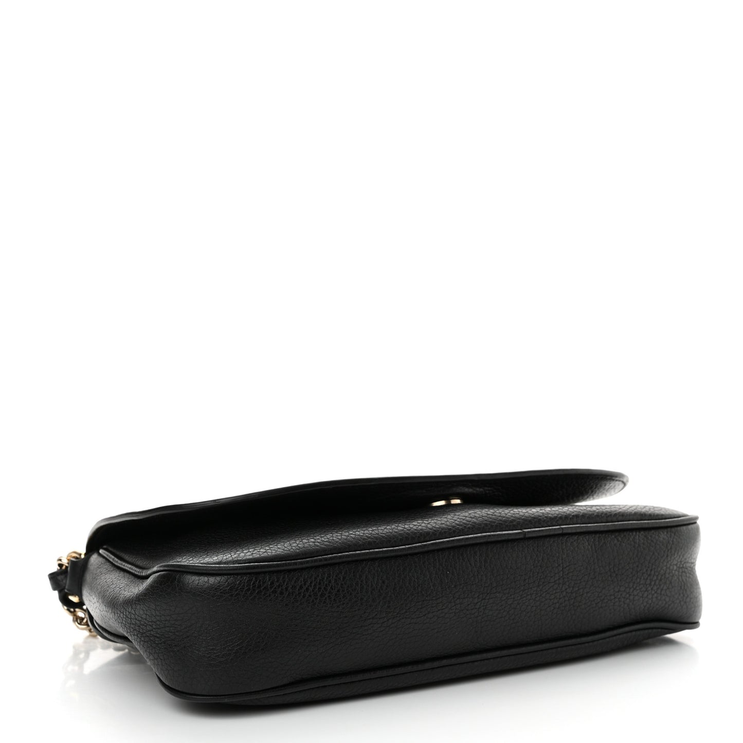 Pebbled Calfskin Medium Soho Flap Crossbody Black