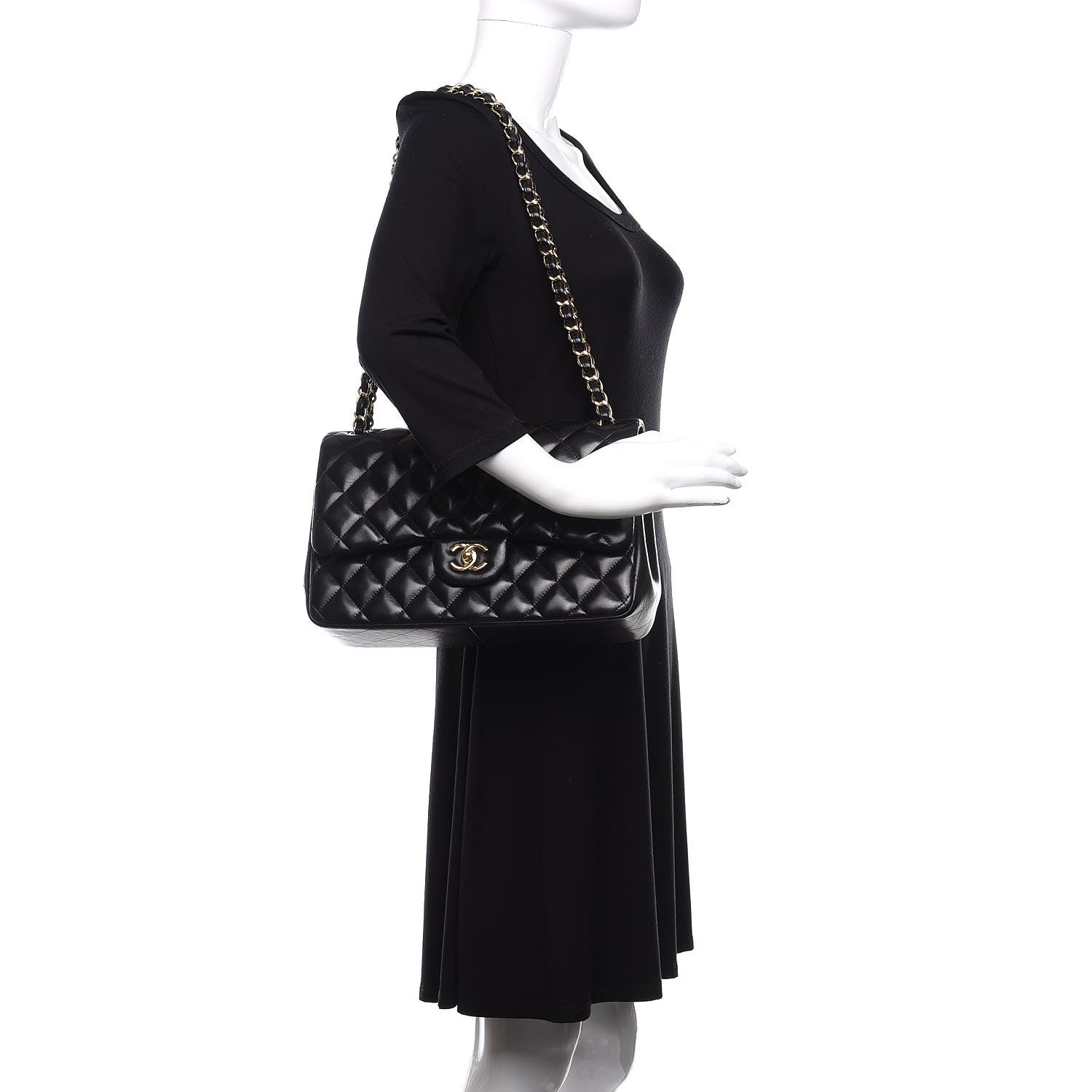 Chanel Lambskin Quilted Jumbo Double Flap Black 2 of 14