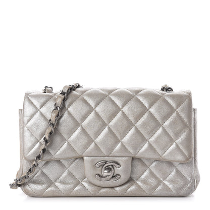 Chanel Metallic Lambskin Quilted Mini Rectangular Flap Silver 1 of 11
