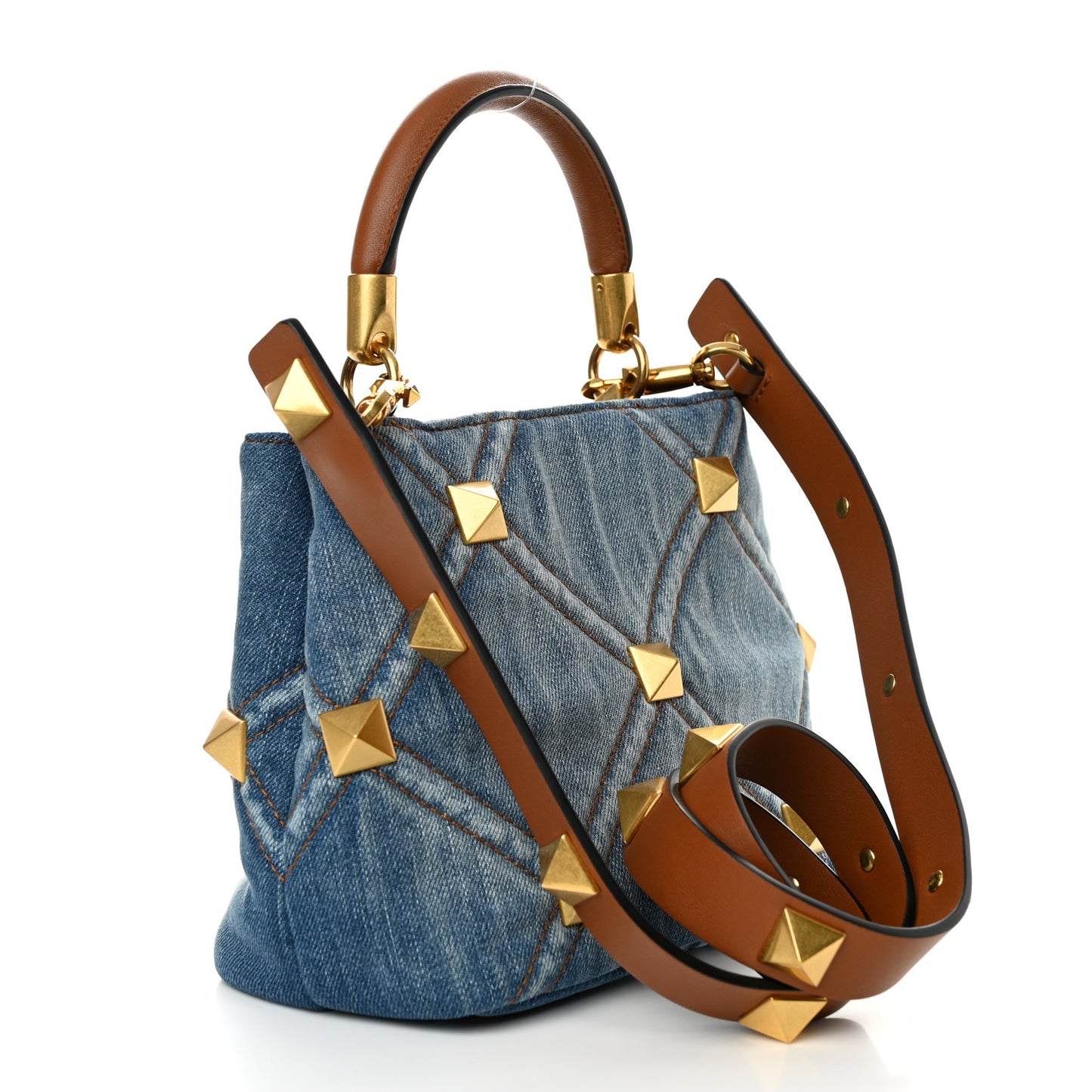 Denim Small Roman Stud The Handle Bag Light Denim Selleria