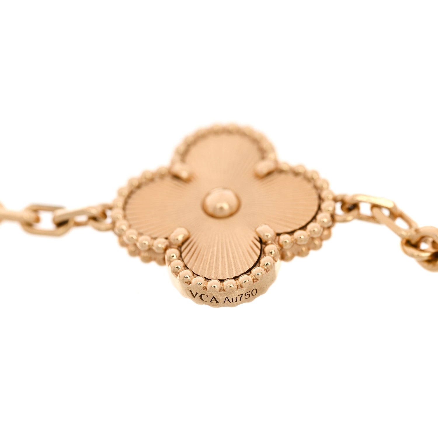 Van Cleef & Arpels 18K Yellow Gold 5 Motifs Guilloche Vintage Alhambra Bracelet 4 of 5