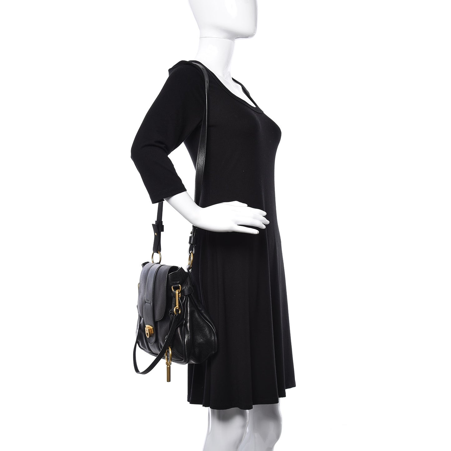 Grained Lambskin Calfskin Small Lexa Shoulder Bag Black