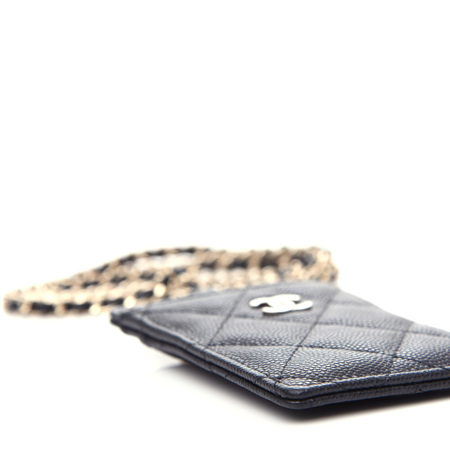 Chanel Caviar Quilted Card Holder On Chain Black 8 of 11