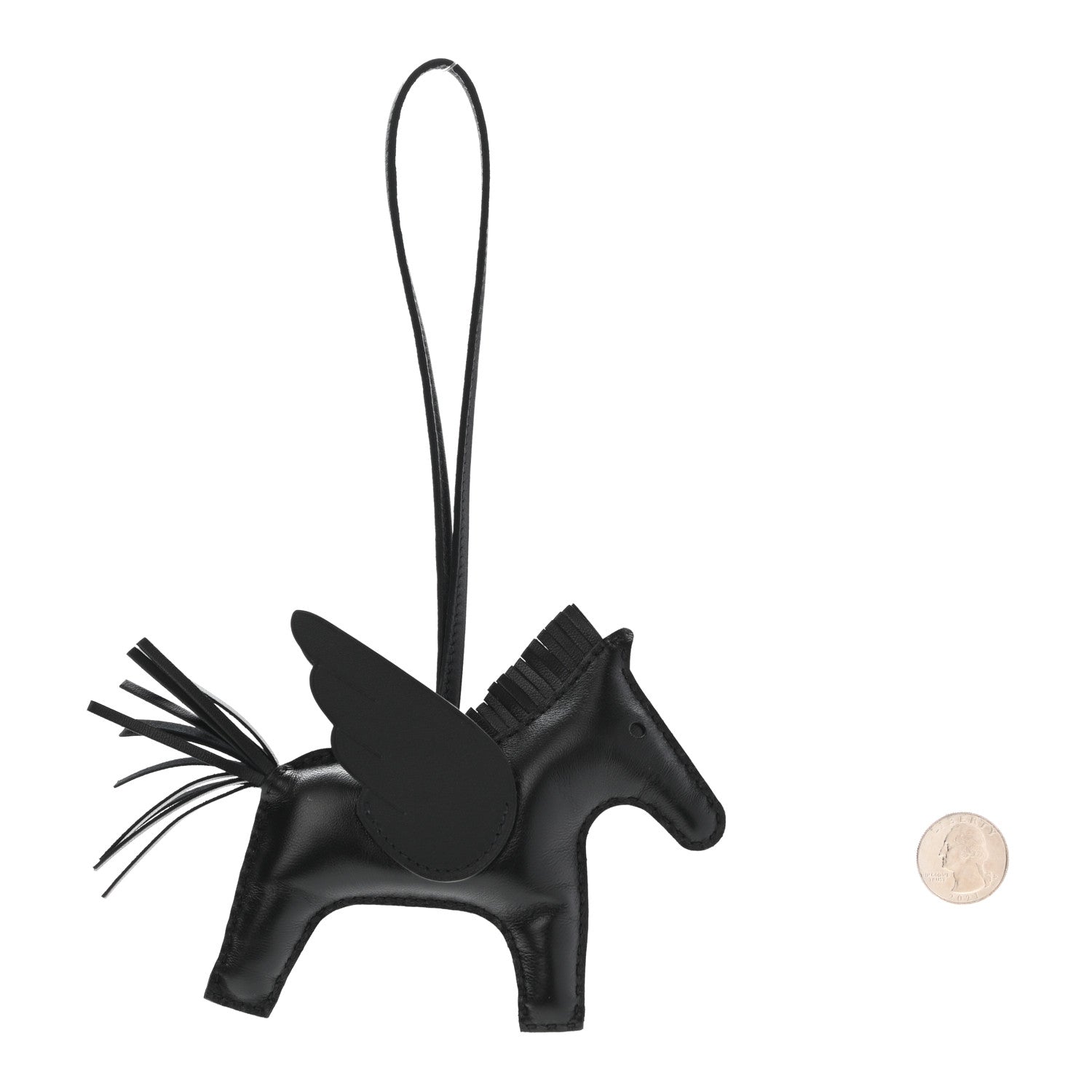 Hermes Milo Lambskin Grigri Rodeo Pegase Horse Bag Charm MM So Black 2 of 4