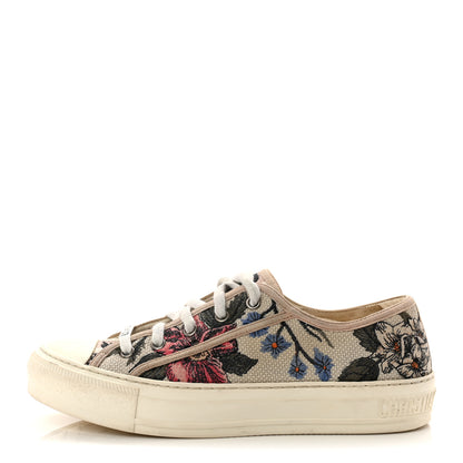 Christian Dior Canvas Floral Embroidered Womens Walk'N'Dior Low Top Sneakers 37.5 Multicolor 1 of 8