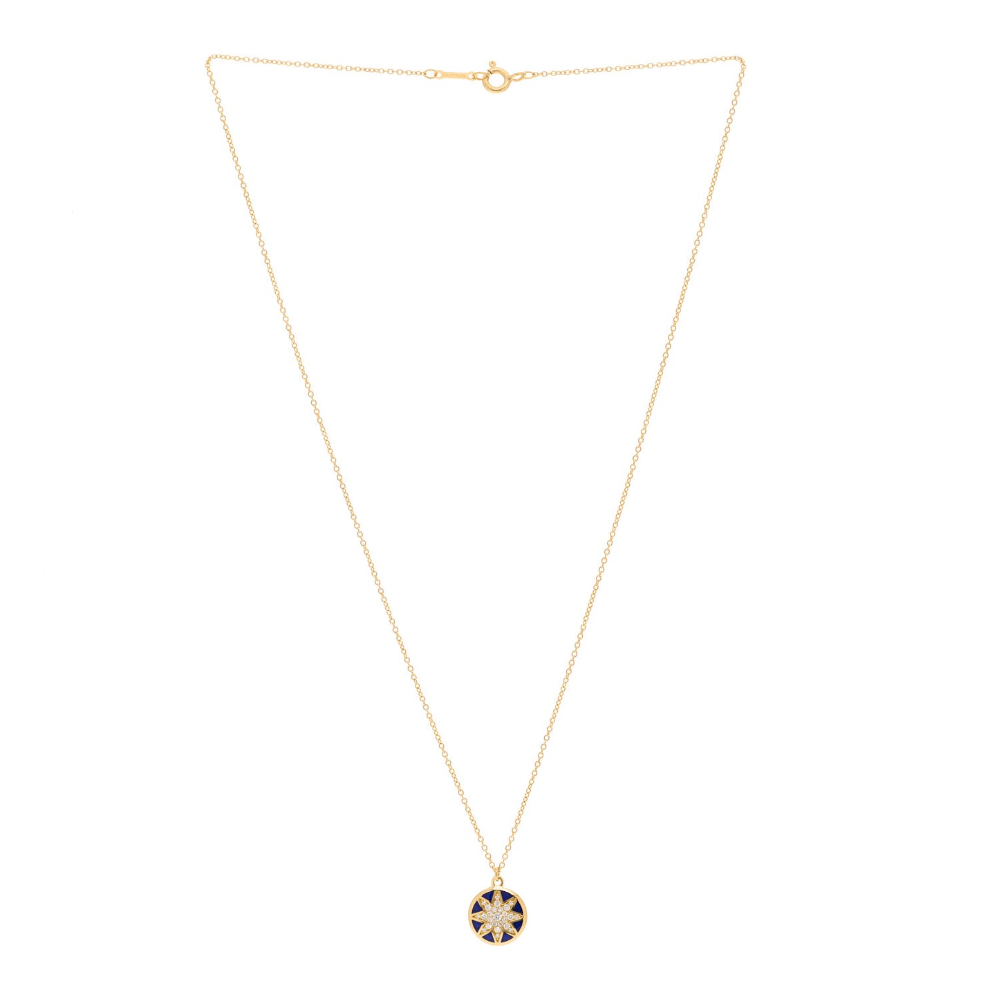 18K Yellow Gold Diamond Enamel Paloma Picasso Venezia Stella Pendant Necklace Blue