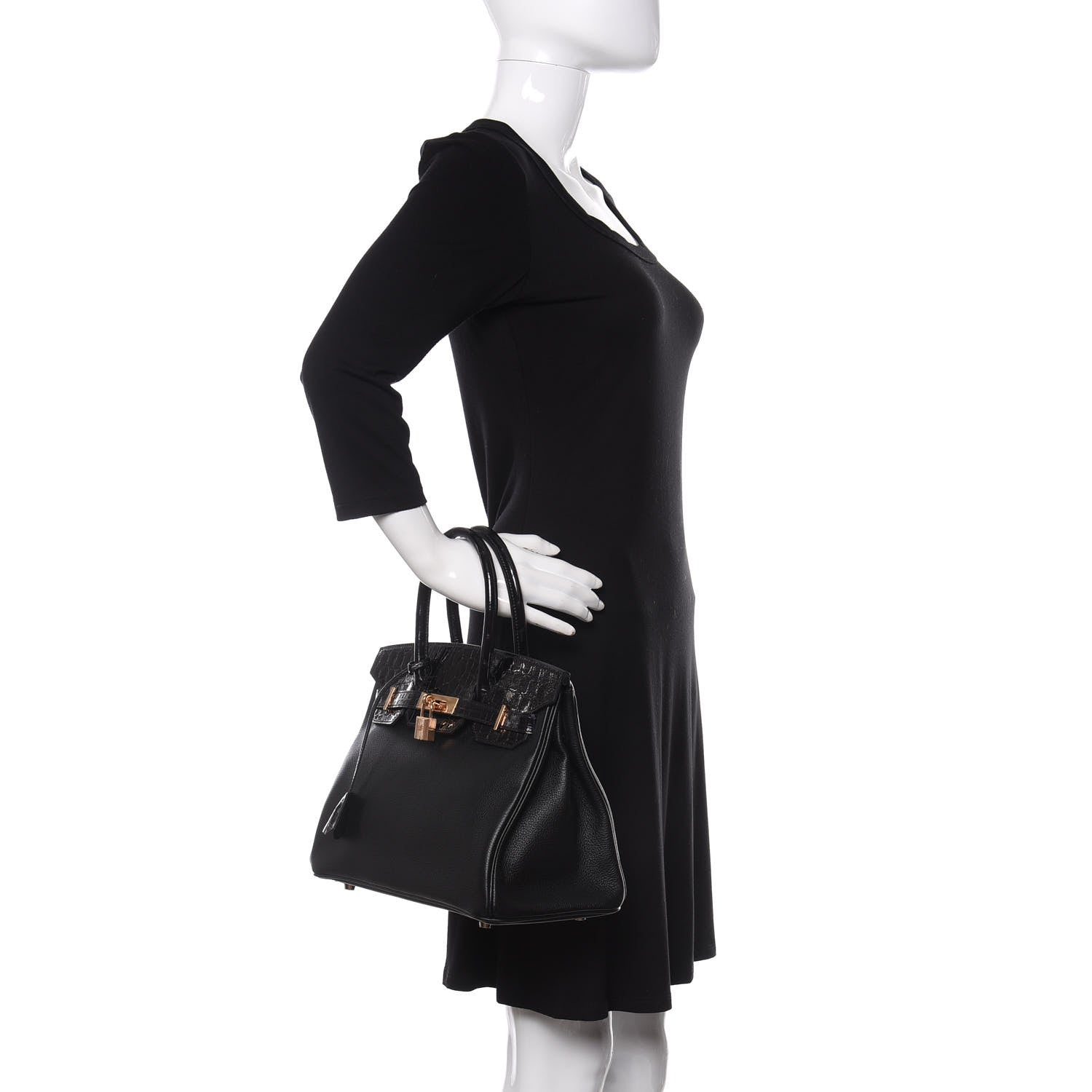 Hermes Taurillon Novillo Shiny Niloticus Crocodile Birkin Touch 30 Black 2 of 32