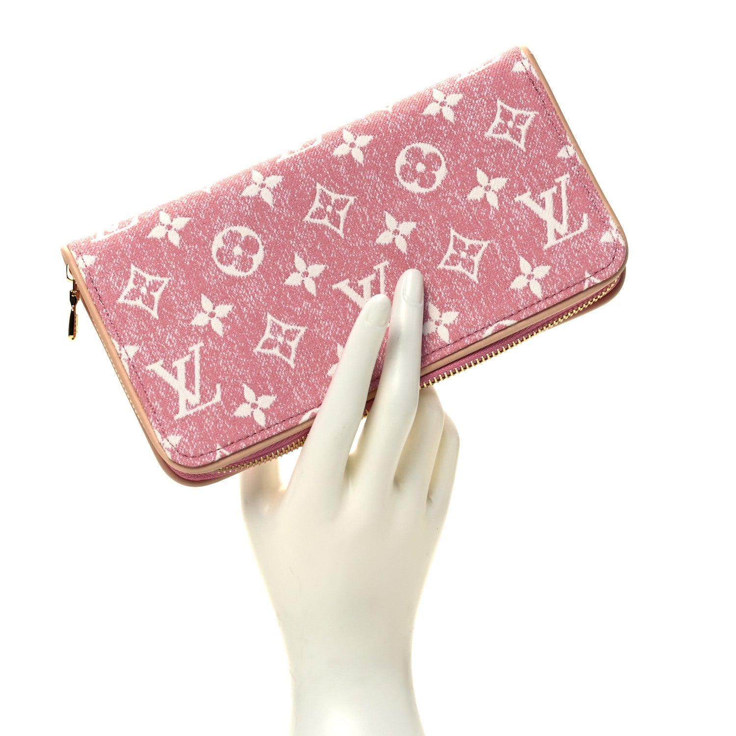 Louis Vuitton Denim Monogram Jacquard Zippy Wallet Pink 2 of 7