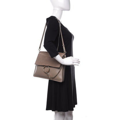 Chloe Calfskin Suede Medium Faye Shoulder Bag Motty Grey 2 of 13