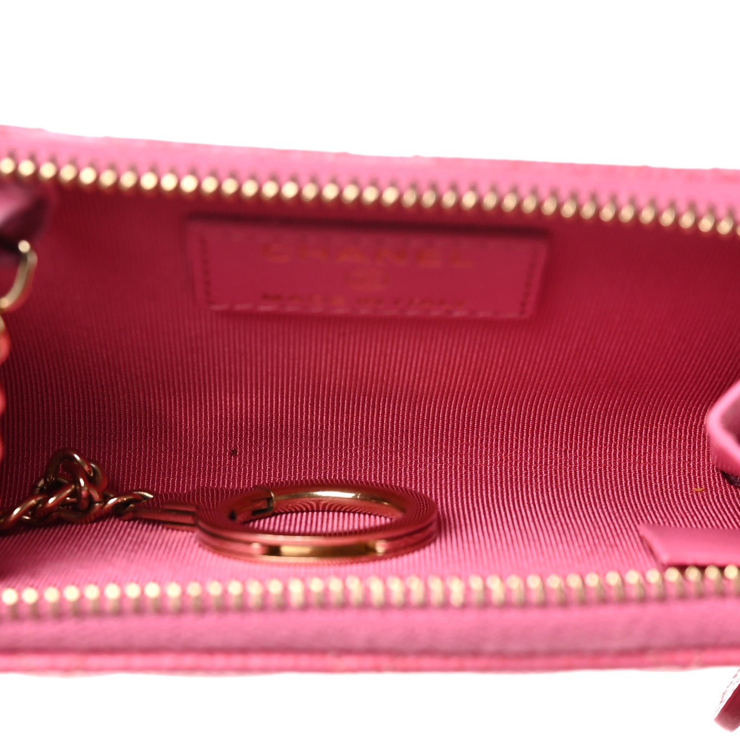 Chanel Caviar Quilted Zipped Key Holder Case Pink 5 of 9