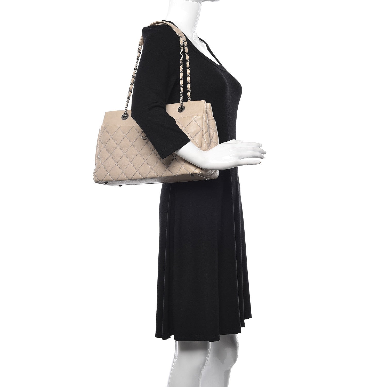 Chanel Calfskin Medium Stitch It Tote Beige 2 of 12