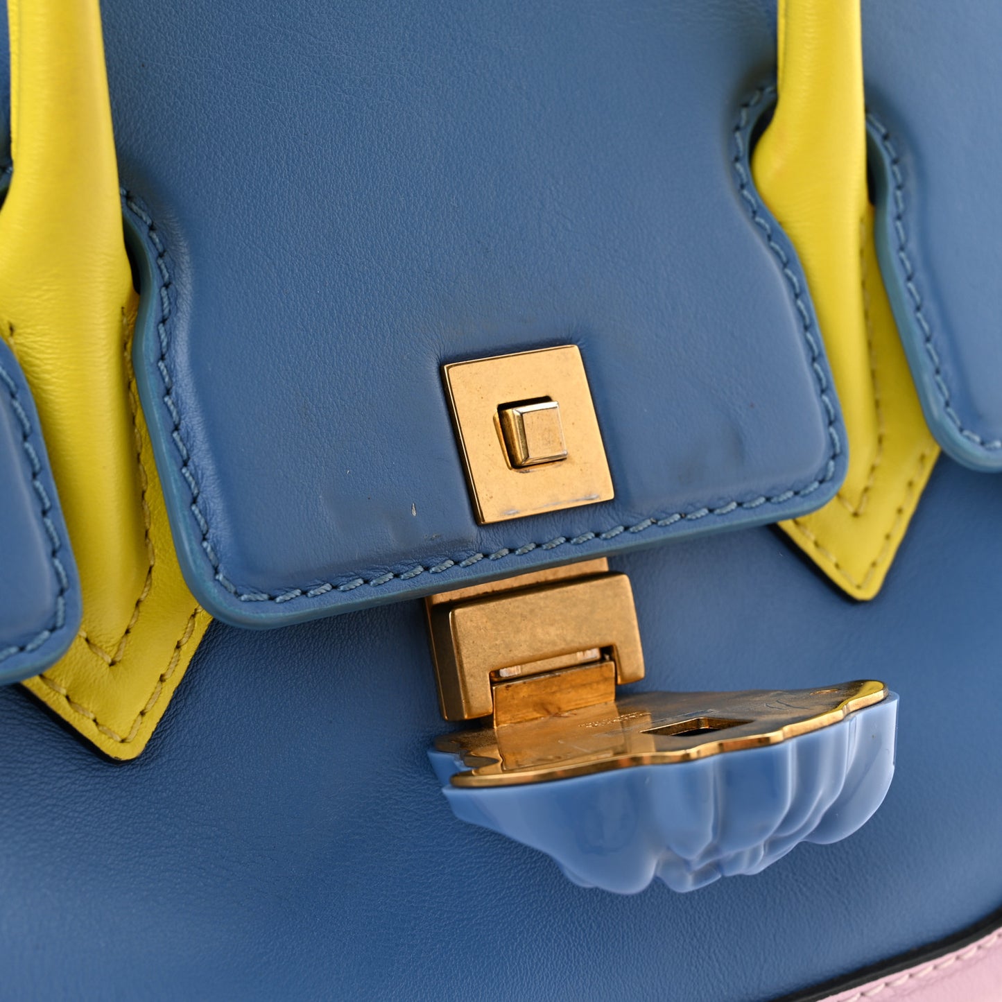 Calfskin Medium Palazzo Empire Bag Blue Pink Yellow
