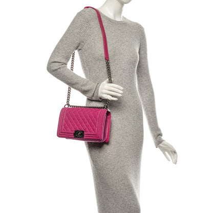 Chanel Velvet Quilted Medium Boy Flap Fuchsia 2 of 11