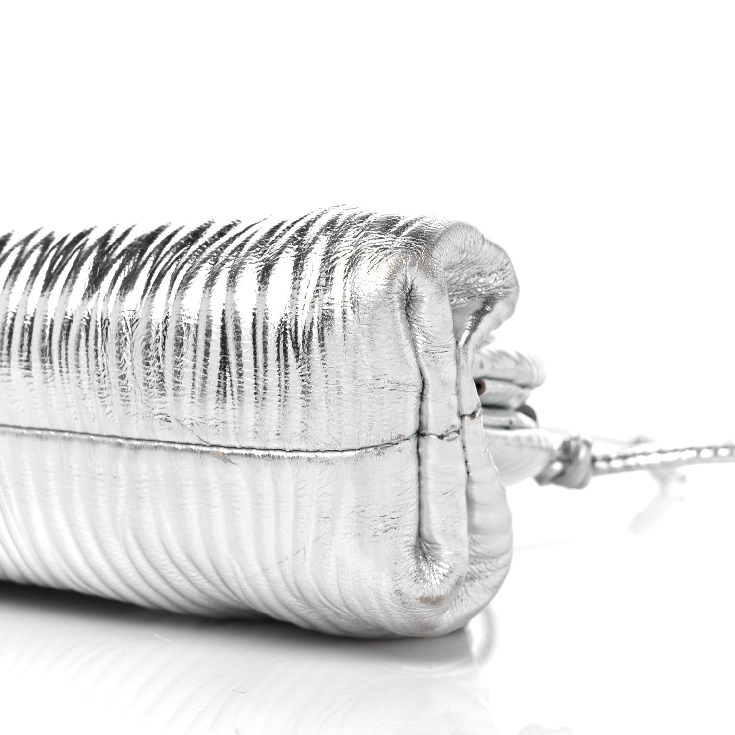Bottega Veneta Metalic Bark Calfskin The Mini Pouch Silver 6 of 13