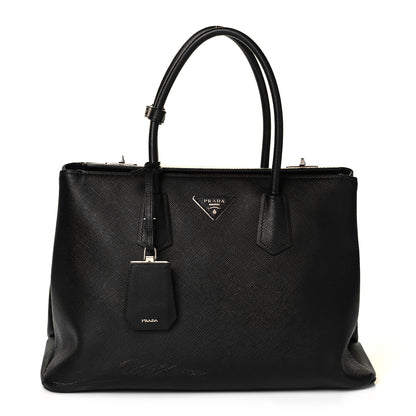 Prada Saffiano Cuir Twin Tote Black 1 of 14