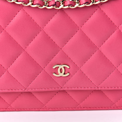 Chanel Lambskin Quilted Wallet On Chain WOC Pink 15 of 16