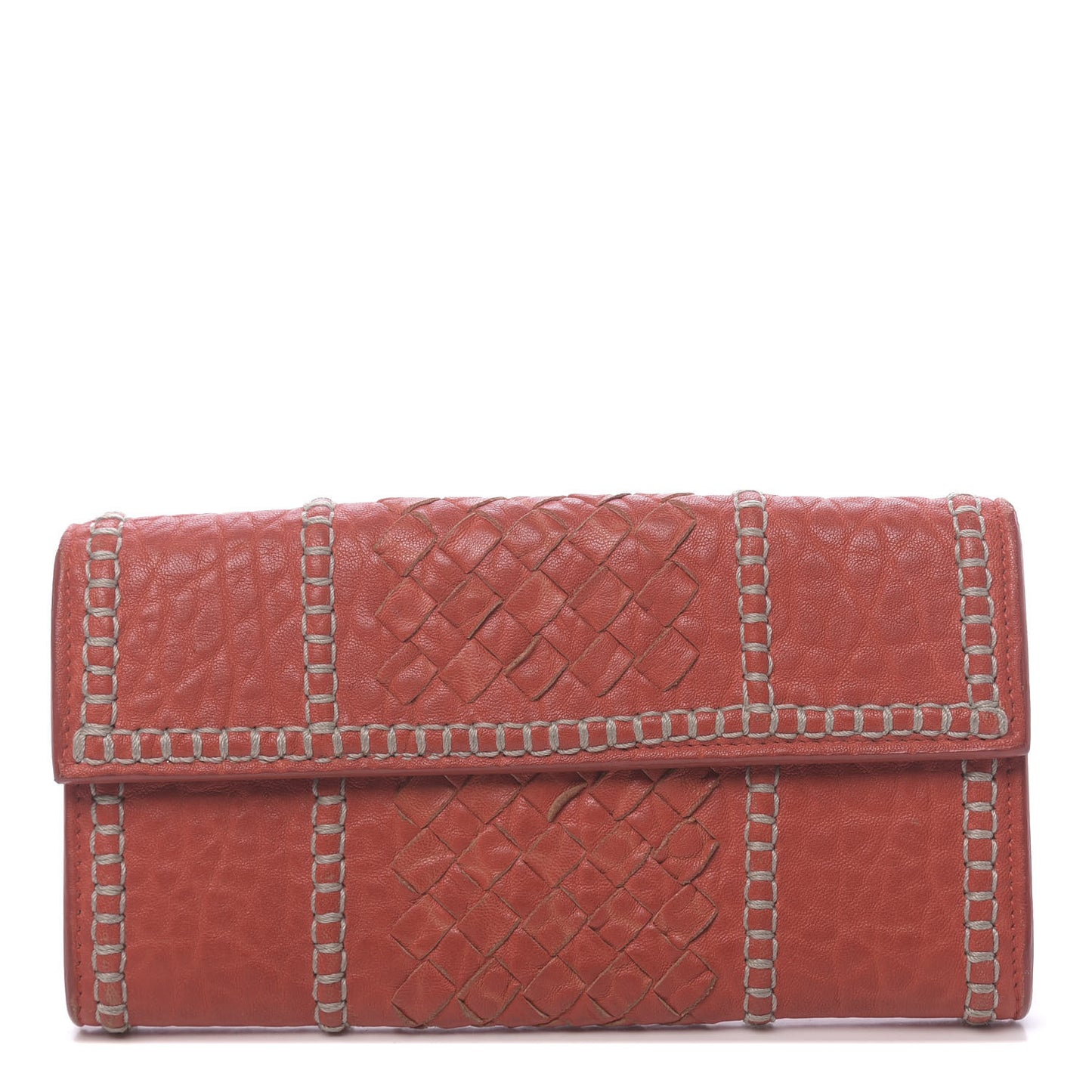 Lambskin Intrecciato Continental Wallet Pompei