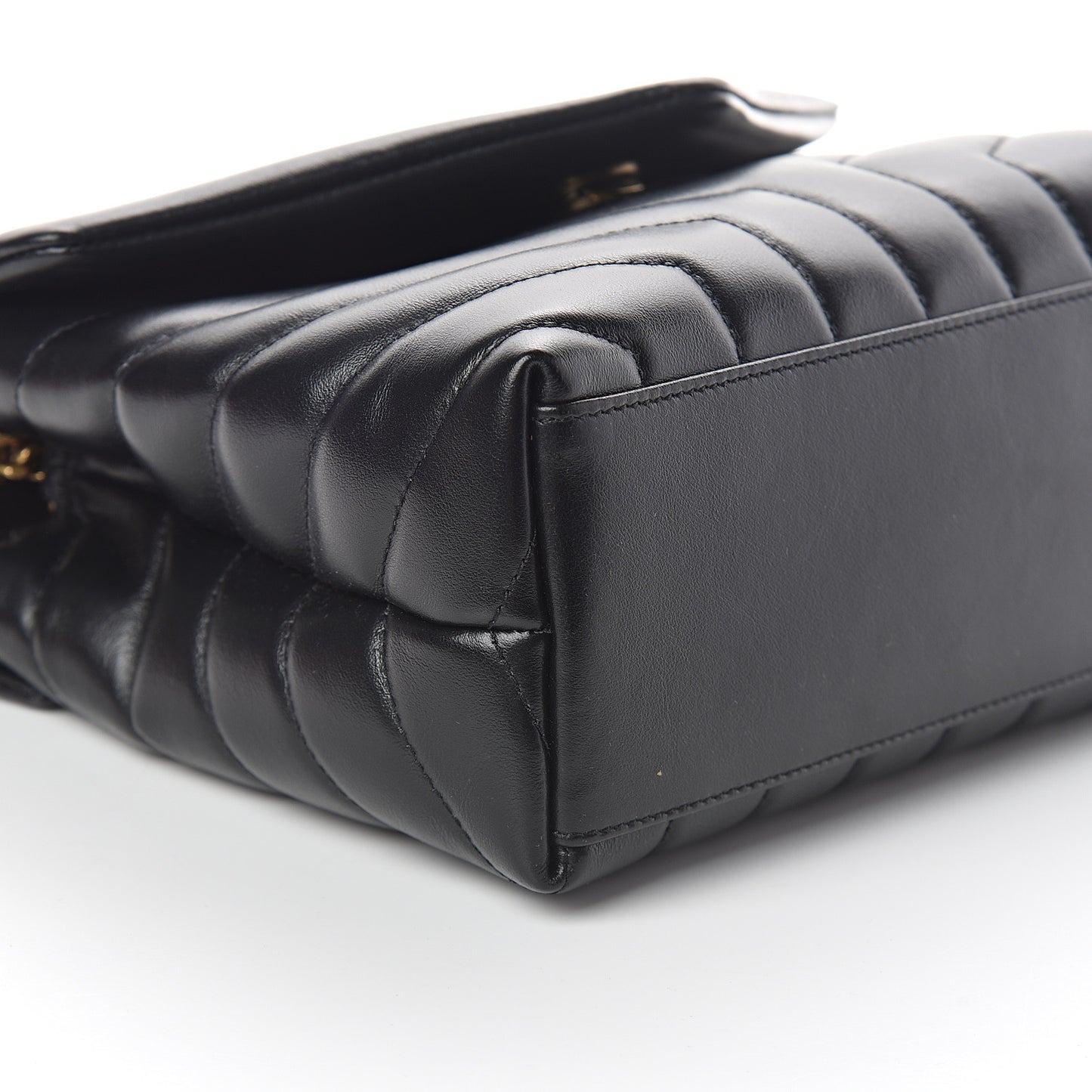 Calfskin Y Quilted Monogram Small Loulou Chain Satchel Black