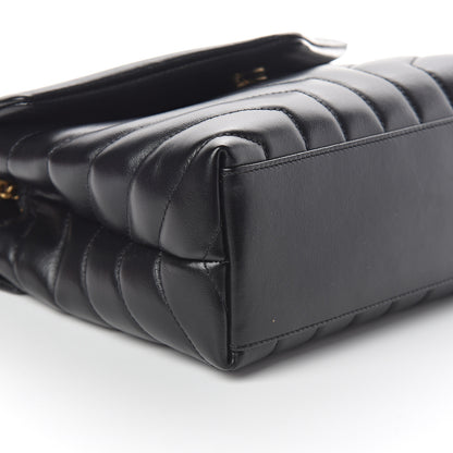 Saint Laurent Calfskin Y Quilted Monogram Small Loulou Chain Satchel Black 7 of 8