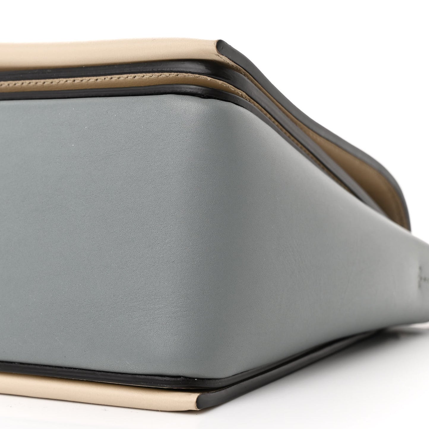 Shiny Smooth Calfskin Medium Frame Shoulder Bag Grege Storm