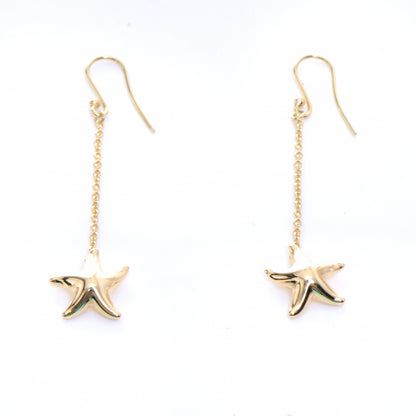Tiffany 18K Yellow Gold Elsa Peretti Starfish Drop Earrings 1 of 4