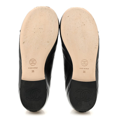 Chanel Lambskin Quilted CC Cambon Ballet Flats 36 Black White 6 of 11