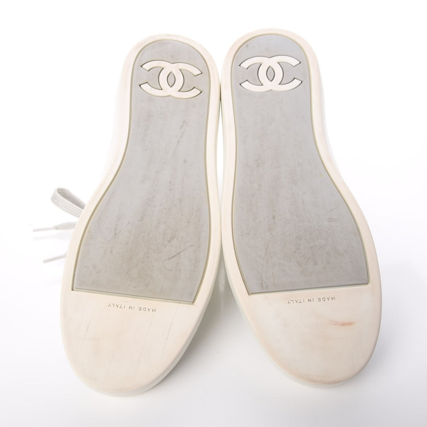 Iridescent Goatskin Sneakers 40.5 White Silver