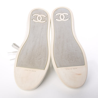 Chanel Iridescent Goatskin Sneakers 40.5 White Silver 7 of 13