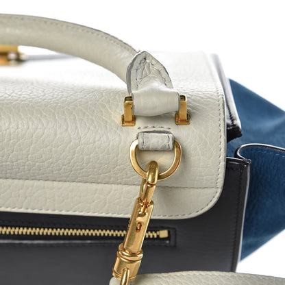 Celine Bullhide Calfskin Nubuck Small Tri-Color Trapeze White 6 of 13