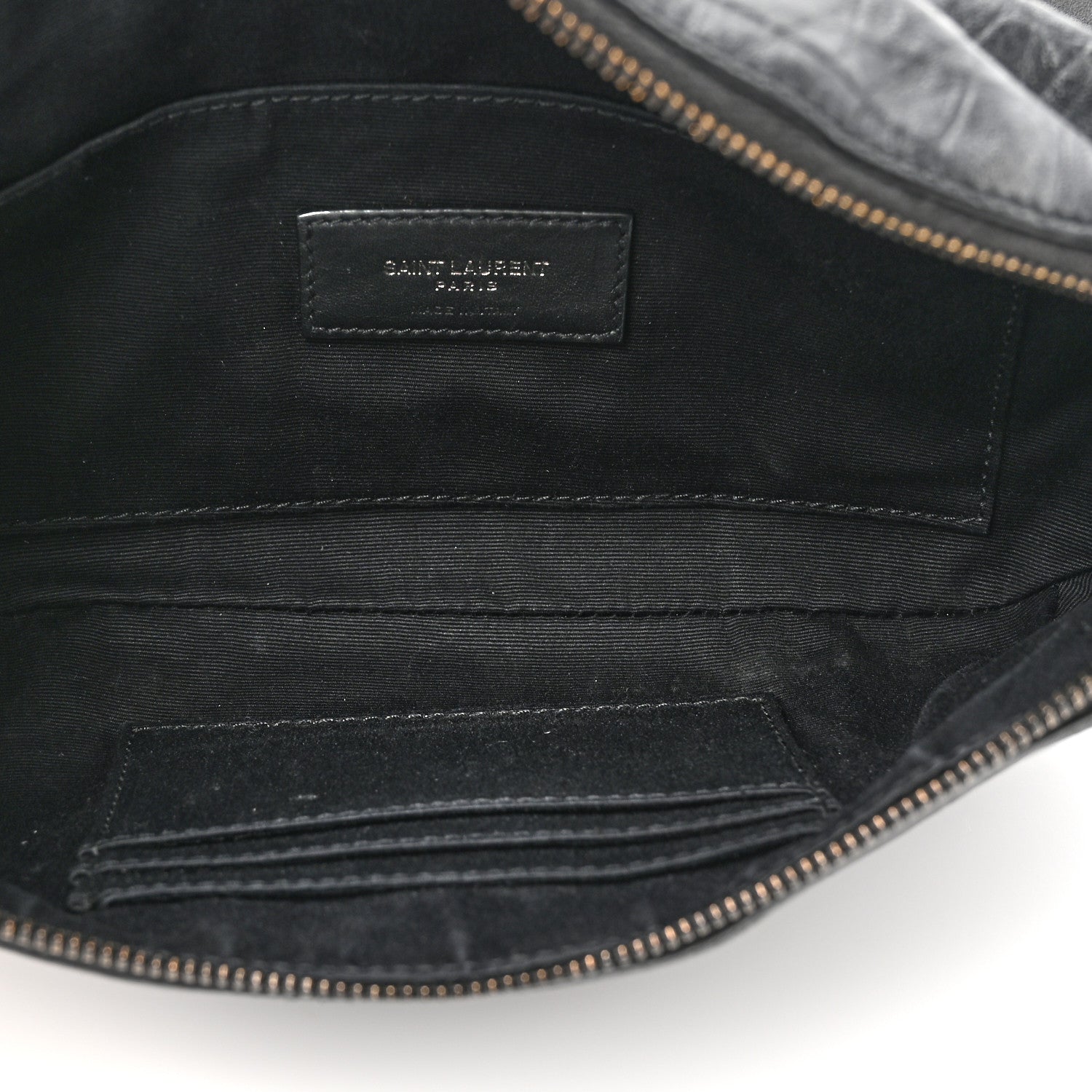 Saint Laurent Calfskin Crocodile Embossed Monogram Belt Bag Black 5 of 12
