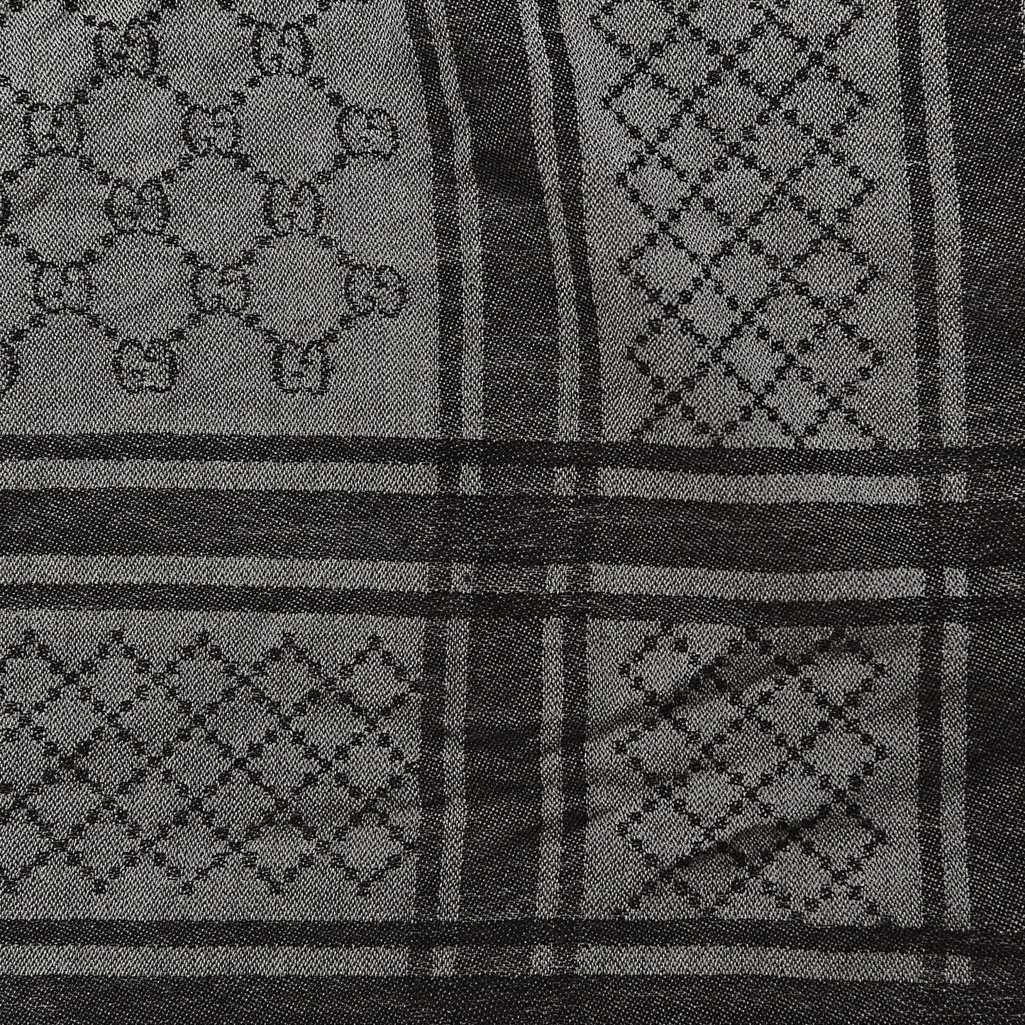 Wool Silk GG Monogram Diamante Plaid Surviee Shawl Beige Dark Brown