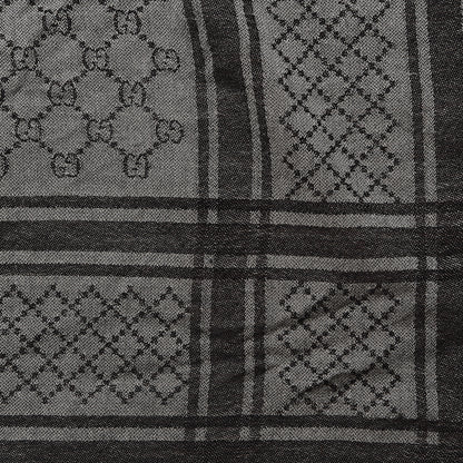 Gucci Wool Silk GG Monogram Diamante Plaid Surviee Shawl Beige Dark Brown 4 of 4